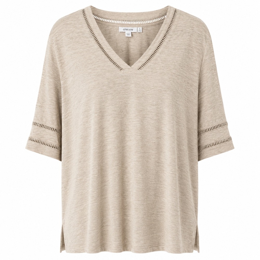 Chico's‎ Size 4 Quiet Luxury Linen Tunic Top Womens XXL Coastal Boho Minimalist